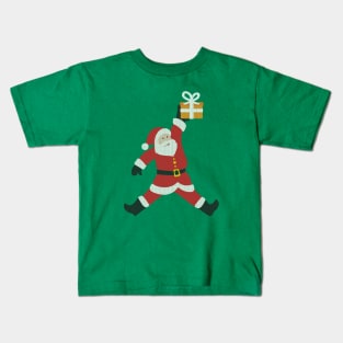 Dunking Santa Ugly Christmas Sweater Gift Basketball Yarn Effect Funny Kids T-Shirt